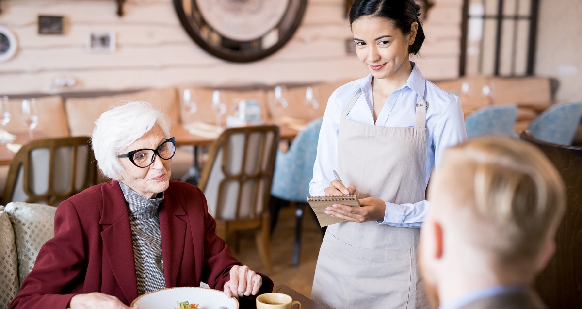Family ordering at a restaurant