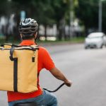 Food delivery guy going fast