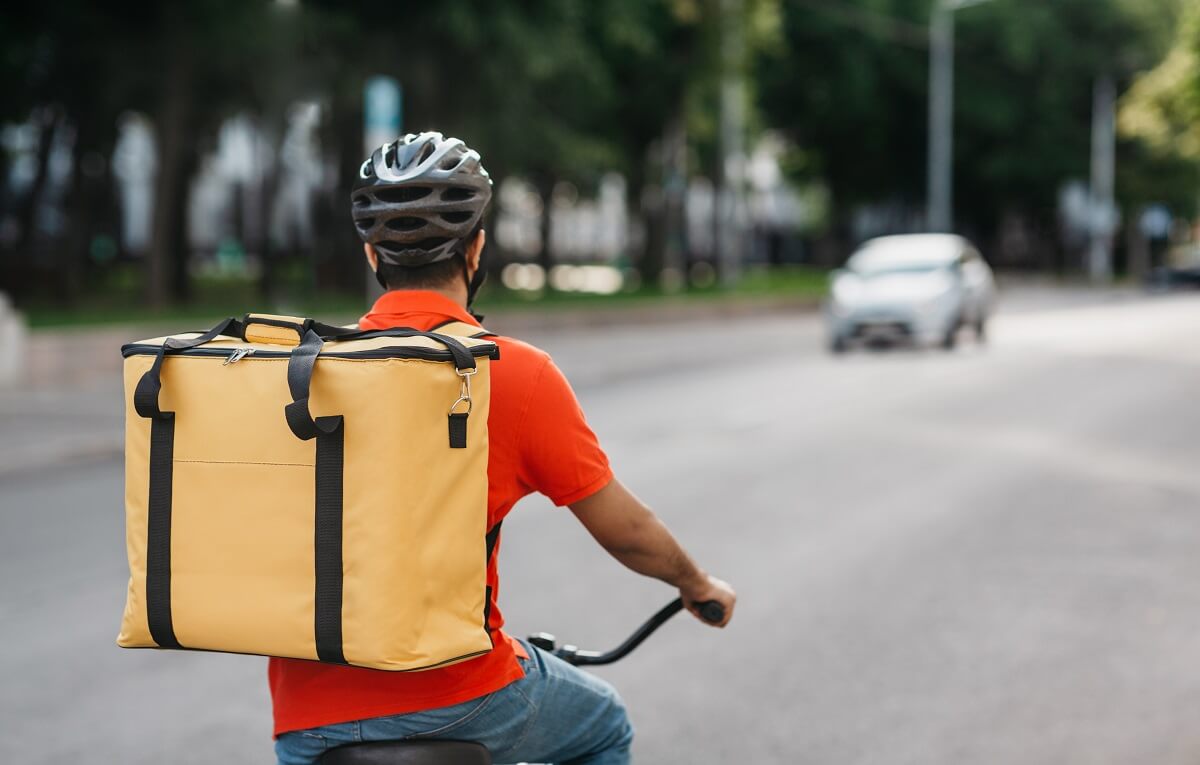 Food delivery guy going fast