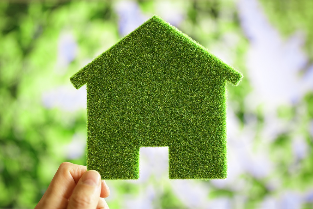 Green eco house environmental background for future residential building plot